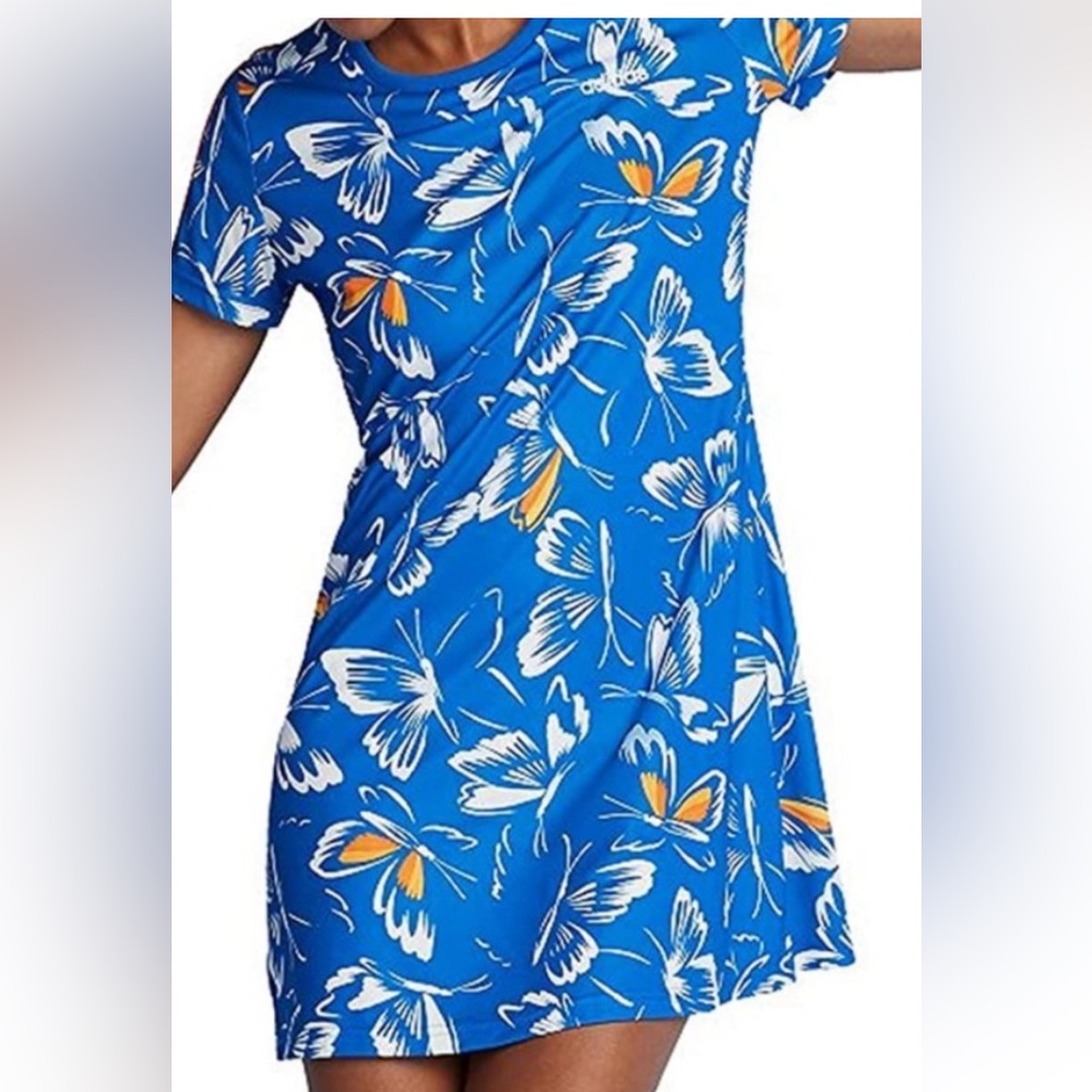 Adidas x FARM Rio Blue Butterfly Print Dress Size M